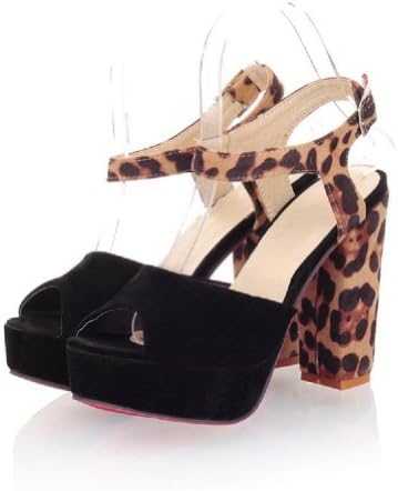 Brand New Fashion Leopard Print Womens Peep Toe Platform Pump High Heels Sandals Shoes (7, Black)