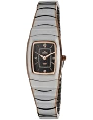 Womens Millimium White Diamond (0.02 ctw) Black Textured Dial Two Tone