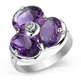 18k White Gold Amethyst and Diamond Flower Ring