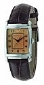 Emporio Armani Ladies Brown Leather Strap Watch with Amber Dial