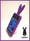Super Cute 3D Furry Bunny Rabito Silicone Case for Iphone 4 (White)