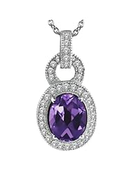 2.97 Ct Oval Natural Purple Amethyst 925 Sterling Silver Pendant with 18" Chain