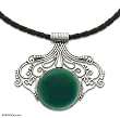 Leather necklace, 'Enchanted Moon' 0.1" W 16.3" L