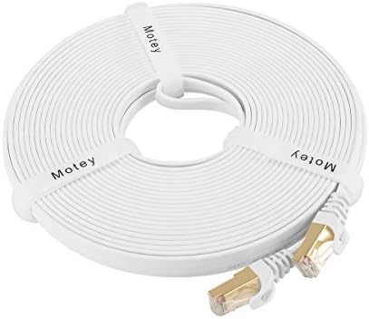 50 Feet Cat 7 Cable High Quality Ethernet Cable Flat, 50ft Shielded (SSTP) Network Cable Cat 7 Flat Ethernet Patch Cable,600MHz Internet Computer Cable,Snagless Rj45 Connectors- 50ft White