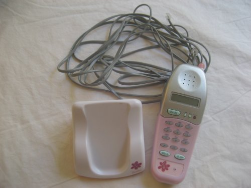 Childrens Toyshop  Toys : Barbie White and Pink Telephone with stand