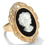  : Onyx 18k Gold over Sterling Silver Cameo Ring