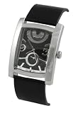 Geneva Platinum Men's Rectangle Face Watch, Black-Black
