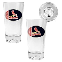 St. Louis Cardinals MLB 2pc Pint Ale Glass Set with Baseball Bottom - Oval Logo by Great American Products