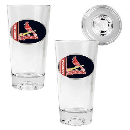 St. Louis Cardinals 2pc Pint Ale Glass Set with Baseball Bottom - Oval Logo MLB Baseball