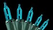 Set of 50 Turquoise Blue Everglow Mini Christmas Lights - Green Wire