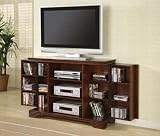 TV ENTERTAINMENT STAND CONSOLE SWING STORAGE DOORS BROWN