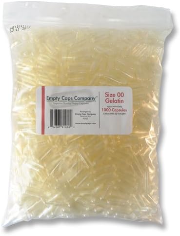 1000 Empty Gelatin Capsules Size 00 Clear
