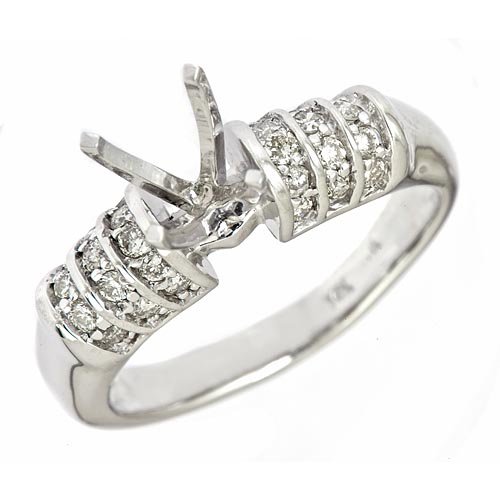 0.36ct 14k White Gold Diamond Semi Mount Engagement Setting Ring (SI Clarity, GH Color)