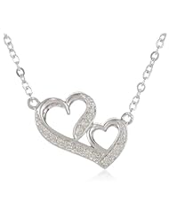 Sterling Silver Double Heart 1/10 ct. t.w. Diamond Pendant Necklace, 20"