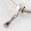925 Sterling Silver Ring Shape Charm with Black Cz Guitar Dangle for Pandora, Biagi, Chamilia, Troll and More Bracelets