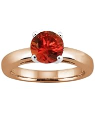 1.10 Ct Round Cognac Red SI1/SI2 Diamond 14K Rose Gold Solitaire Ring
