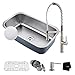 Kraus KBU14E-1650-42SS Stainless Steel 31 Combo with Outlast MicroShield Undermount Single Bowl Real 16 Gauge Sink and Nola Commercial Kitchen Faucet with Soap Dispenser