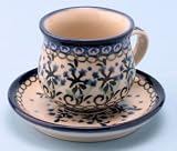 Polish Pottery Espresso Cup and Saucer