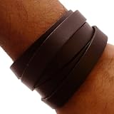 Dark Brown Leather Wrap Around Strap Wristband Bracelet - 04