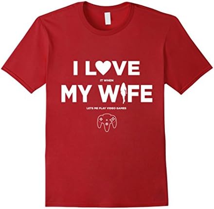 Men's Gaming T-Shirt - I Love It When My Wife Lets Me Play Large Cranberry