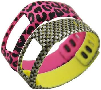Sankit sport fitness 2PC Colorful New Style Replacement Wrist Band for Garmin Vivofit Wristband (No tracker, Replacement Bands Only) (Pink Leopard +Yellow plaid )