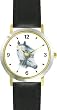 White Mare and Foal - JP - Horse - WATCHBUDDY&reg; DELUXE TWO-TONE THEME WATCH - Arabic Numbers - Black Leather Strap-Children's Size-Small ( Boy's Size & Girl's Size )