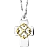 Sterling Silver and 14k Yellow Gold Plated May The Road Rise To Meet You. The Wind Be At Your Back Two-Tone Irish Cross, 18