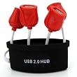 Romantic Rose USB 2.0 4-Port Ultra Mini Hub, Black Base
