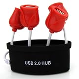Romantic Rose USB 2.0 4-Port Ultra Mini Hub, Black Base