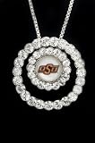 Collegiate Circle Pendant Charm with 18 Sterling Silver Chain OSU Oklahoma State University Cowboys