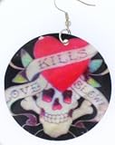 'Love Kills Slowl' Skull and Crossbones with Heart