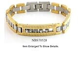Gold Plated Solid Surgical Stainless Steel and Floating Cubic Zirconia Men's Bracelet