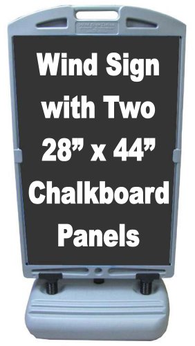 NEOPlex 30 x 61 Poly-Plastic Sidewalk Wind Sign Deluxe wBlack Chalkboard Insert Panels