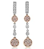 18k Gold White and Rose Pink Diamond Circle Drop Earrings (GH, SI, 0.88 carat)