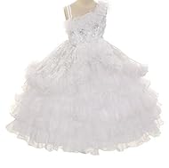 Girls Sophisticated One Shoulder Corset   Waistline Organza   Dress With Ruffles