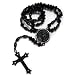 Black Crystal Glass Beads Faceted Men Rosary Chain Necklace 30