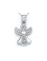 14kt White Gold Angel Pendant - Chain Included