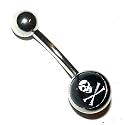 Pierced & Modified Body Jewellery Navel Bars Skull & Bones Picture Logo Belly Bar