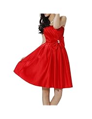 Strapless Satin/Silk  Corset   Waistline Knee Length Evening Dress/Prom Dress/Party Dress  With Ruffles