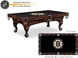 Boston Bruins Logo Pool Table with Elmhurst Legs and Cinnamon Finish
