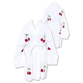 Buy Aegean Cherries White Terrycloth Robe by Aegean