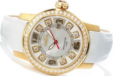 Invicta Lady's Classique Quartz Italian Crystal Bezel Watch - Gold Tone - 6453 IN6453