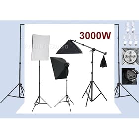 Ardinbir Studio Photo 3000W Continuous light Softbox Boom Lighting Kit and Background Backdrop Support Stand System