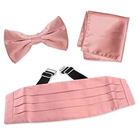 Bridal Rose Pretied Bow Tie by Elite Solid pink silk cummerbund sets