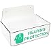Brady 2019 3" Height, 9" Width, 6" Depth With 6" Height, Backplate, Acrylic, Green On Clear Color Compact Ear Plug Dispenser Without Cover, Legend "Hearing Protection (With Picto)"