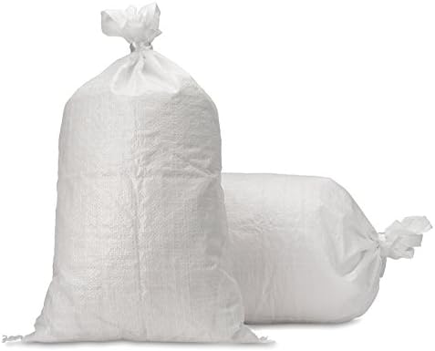 Sand Bags - Empty White Woven Polypropylene Sandbags w/ Ties, w/ UV Protection; size: 14" x 26" , Qty of 250