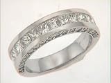 14k White Princess Cut 2.74 Ct Diamond Engagement Band - Size 7.0
