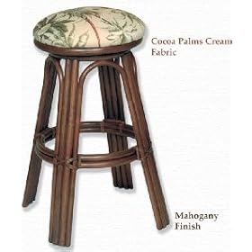 Alexander and Sheridan Aloha Backless Rattan Swivel Barstool 