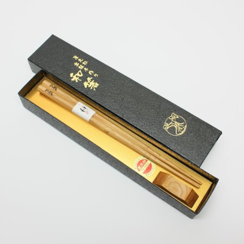 箸 屋久杉高級箸八角タイプ一本入り（箸置き付）23cm