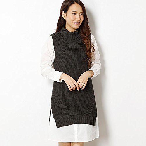 ローズティアラ（Rose Tiara） 全2色【S・38】シャツ付きオフタートルニットワンピース